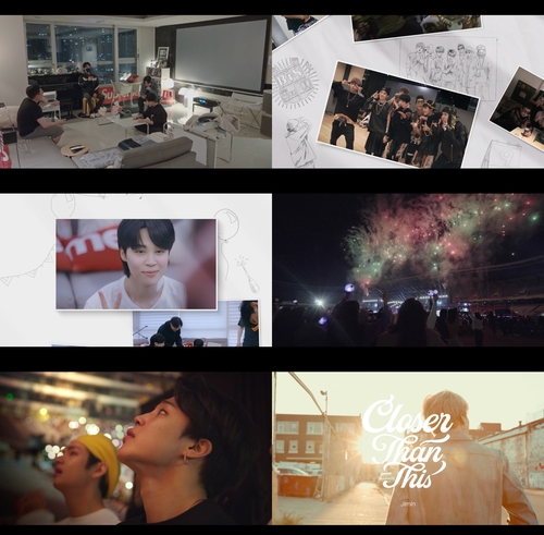 Esta fotografía compilada, sin fechar, proporcionada por BigHit Music, muestra escenas del videoclip de "Closer Than This", el nuevo sencillo en solitario de Jimin, de BTS. (Prohibida su reventa y archivo)