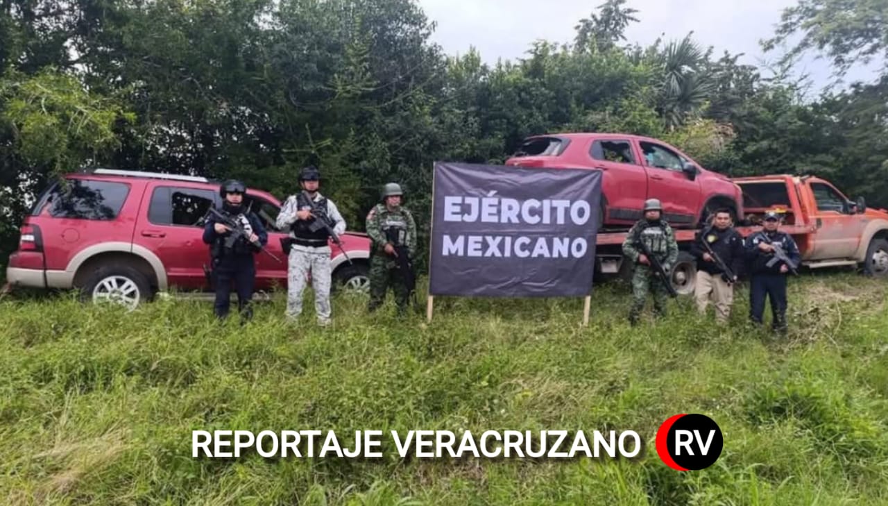 Ejército Mexicano y Guardia Nacional Decomisan Camionetas Robadas en Tempoal, Veracruz