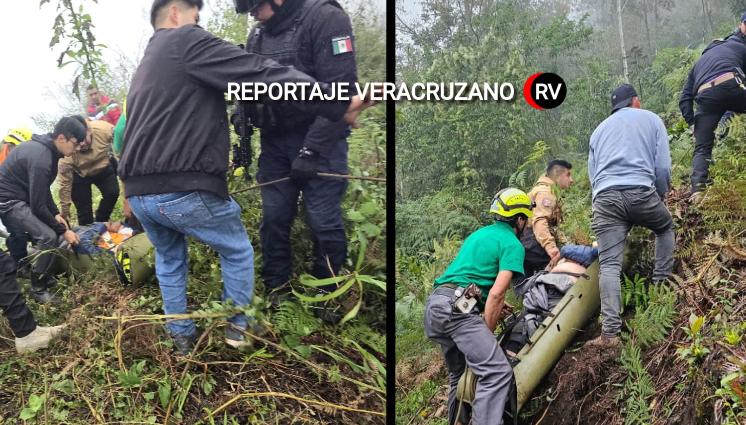 Camioneta de paquetería cae a barranco en Zongolica: dos empleados heridos