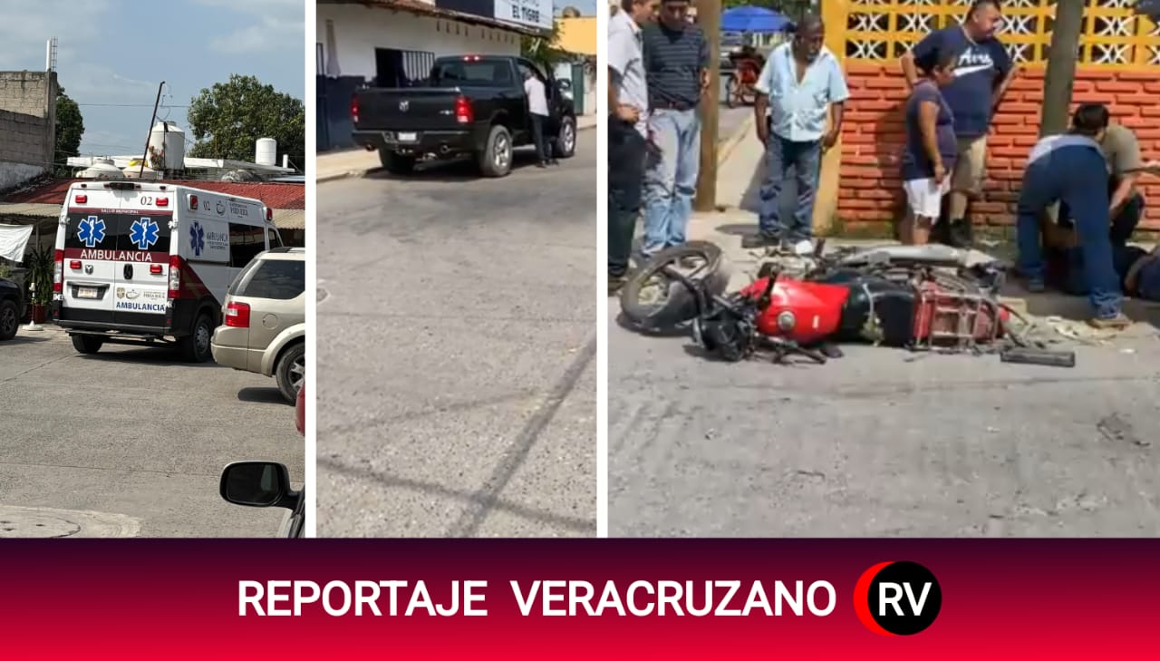 Grave accidente en Poza Rica: Motociclista queda severamente herido y ambulancia municipal ignora el auxilio