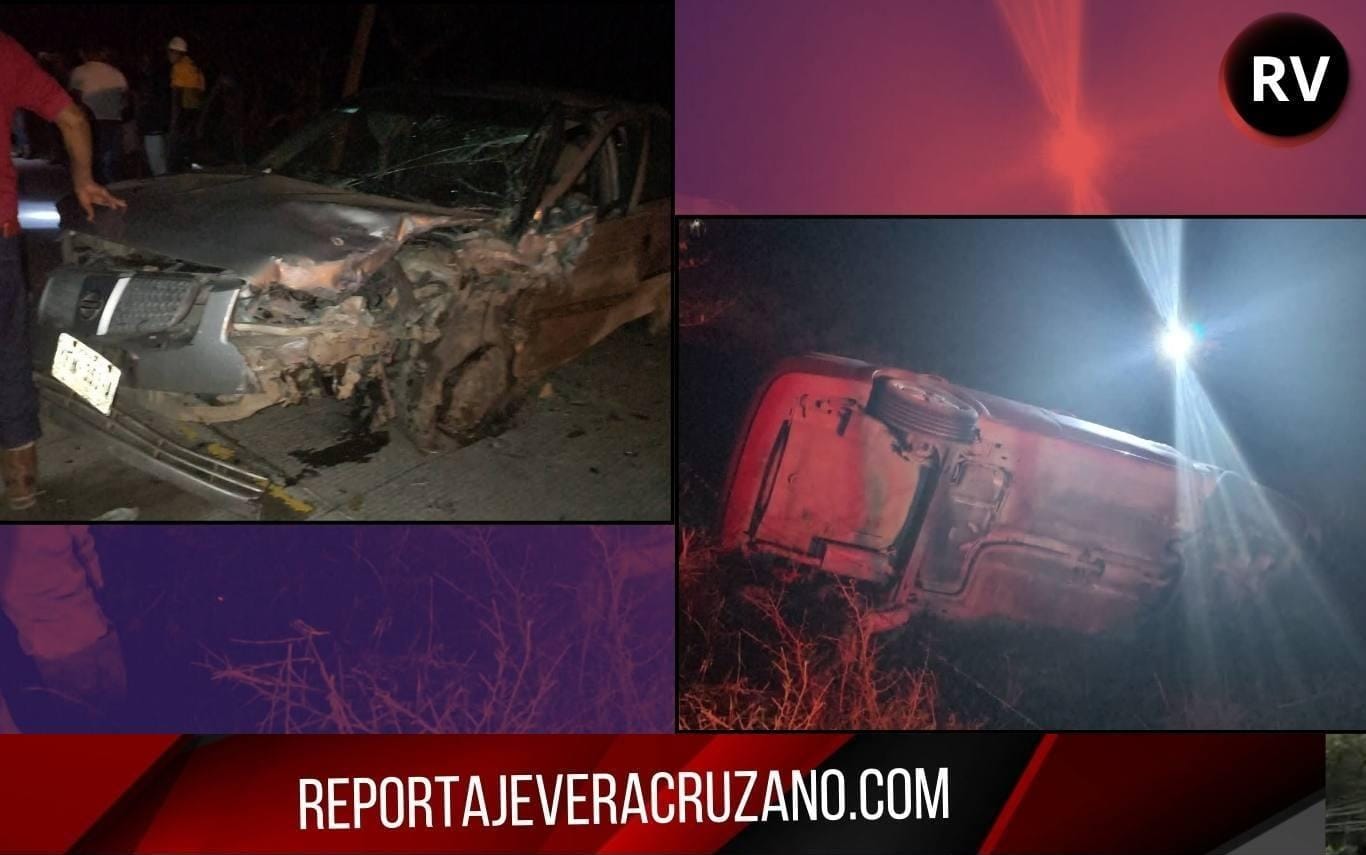 ¡BRUTAL ENCONTRONAZO!: Choque en el Km 22 de la Poza Rica-Cazones moviliza a cuerpos de rescate