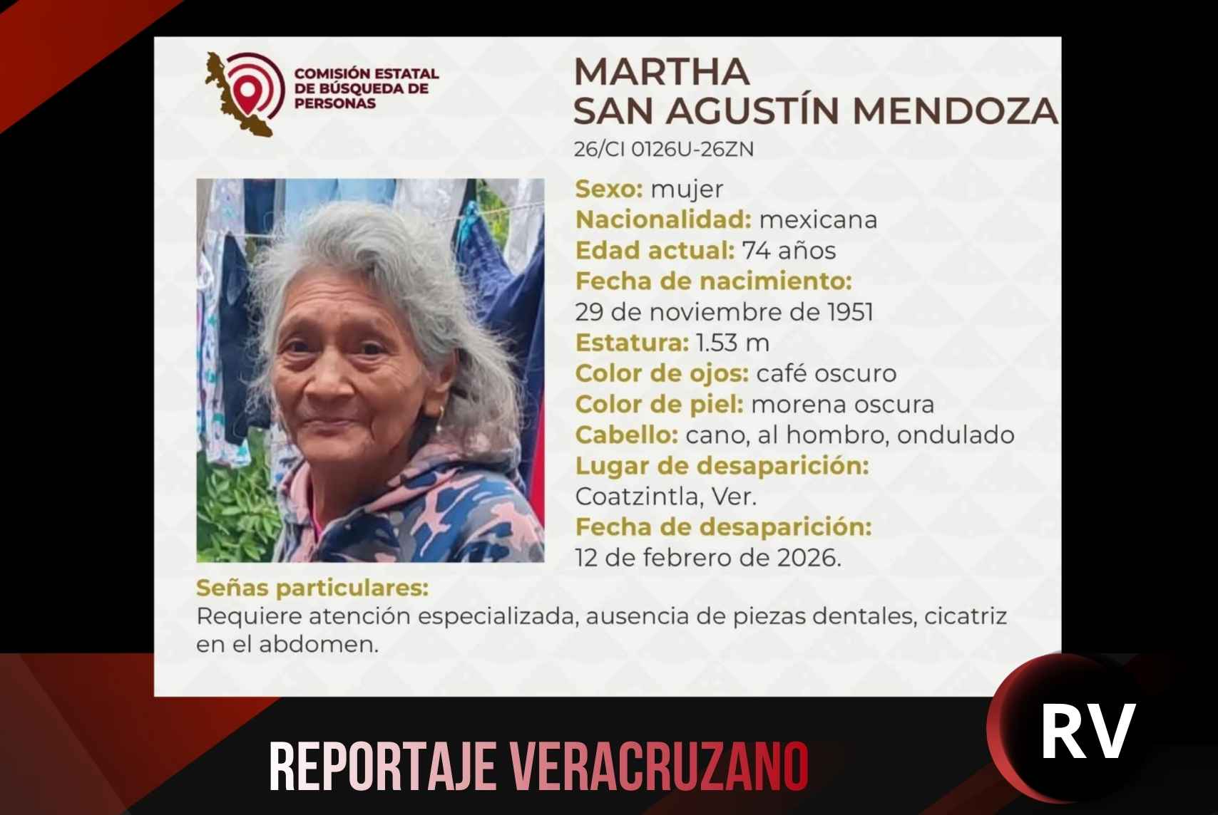 Dos semanas sin rastro de Martha: crece la angustia en Coatzintla