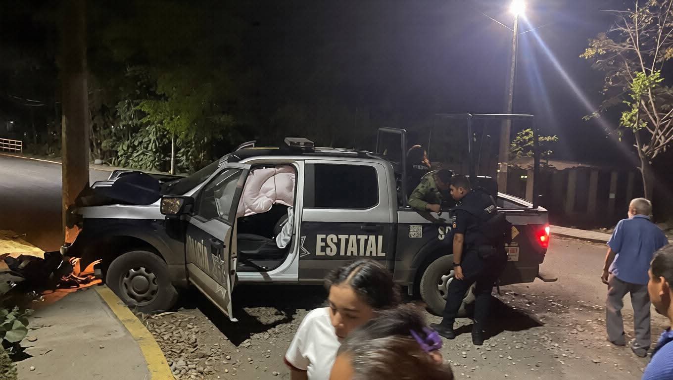 Choque de patrulla estatal en Amatlán deja tres policías heridos; investigan causas del accidente en acceso a La Concha