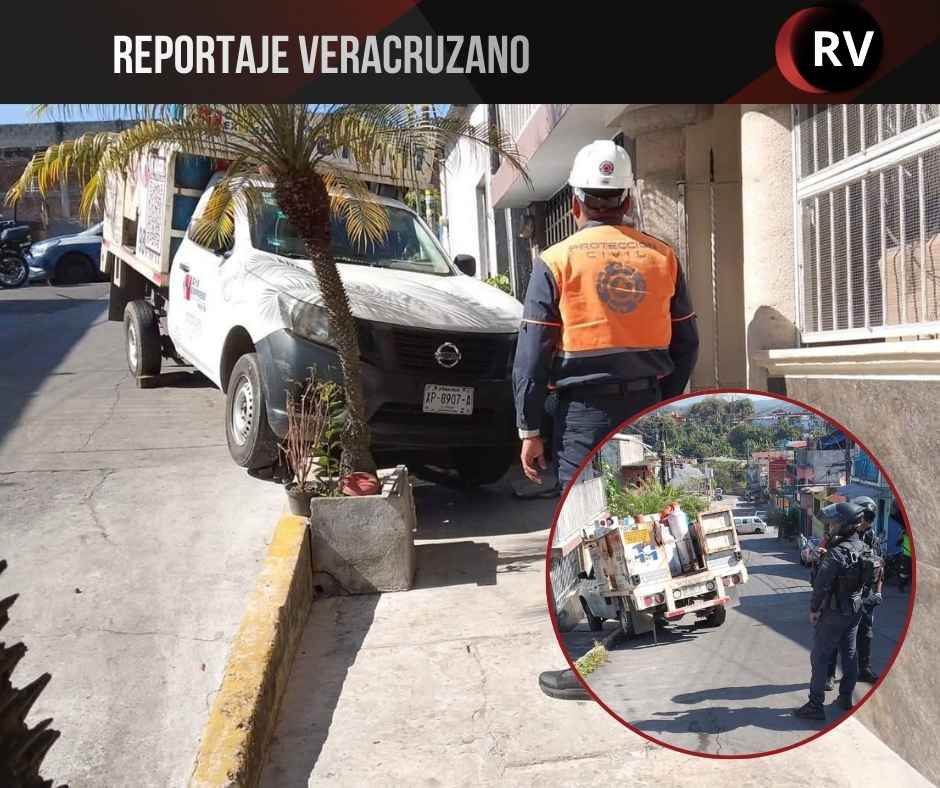 Falla mecánica en unidad gasera moviliza a cuerpos de emergencia en la colonia Praxedis Guerrero