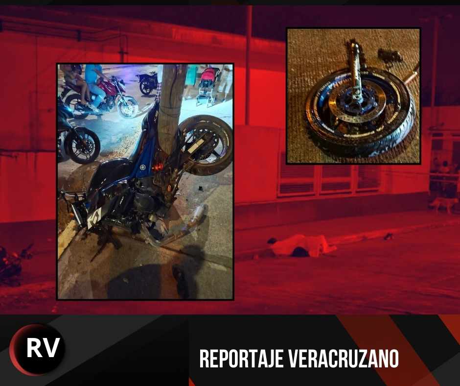 Fatal accidente en el puerto de Veracruz: Muere motociclista tras chocar contra barda de hospital y poste