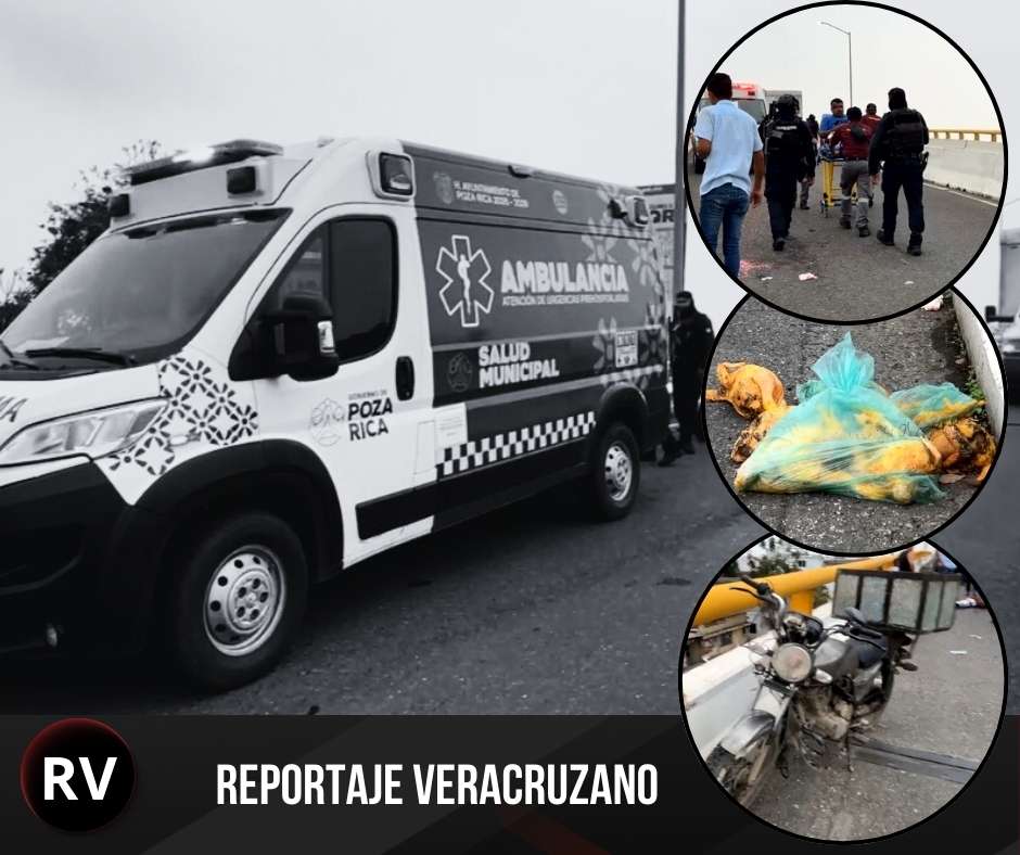 Brutal impacto en el Distribuidor Vial de Poza Rica: Repartidor sufre fractura expuesta