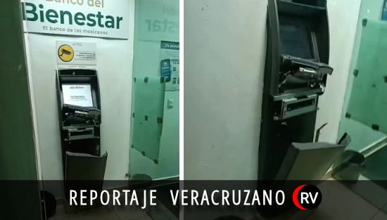 Fracasa intento de robo en cajero del Banco del Bienestar en Acayucan; dejan equipo destrozado y sin detenidos